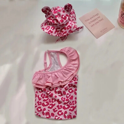 Φόρεμα παραλίας και καπάκι 2 τεμ. Καλοκαιρινά ρούχα για σκύλους Χαριτωμένο τύπωμα μαγιό για κατοικίδια για μικρά σκυλιά Στολή γαλλικού μπουλντόγκ Schnauzer