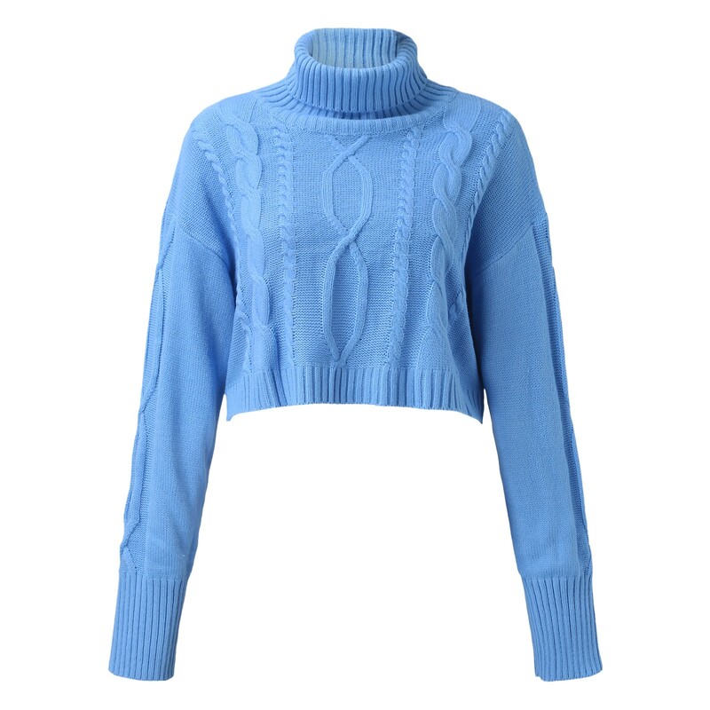 2024. gada jauns, vienkrāsains, garām piedurknēm bruņurupuču džemperi ar apgrieztu Crop džemperi.