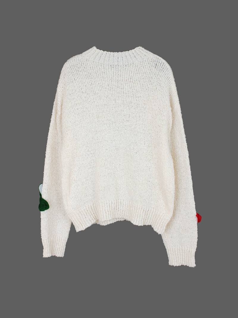 Πουλόβερ γυναικεία στρογγυλή λαιμόκοψη μεγάλο λουλούδι χοντρή βελόνα πουλόβερ με μακριά μανίκια φθινόπωρο χειμώνα