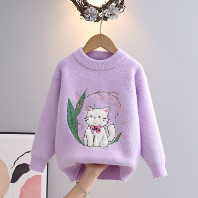 Divat Lányok Pulóverek Pulóver Aranyos Ünnepi Party Rajzfilm Medve Kötő Ruhák Teljes ujjú pulóver baba felsőkhöz HY08131