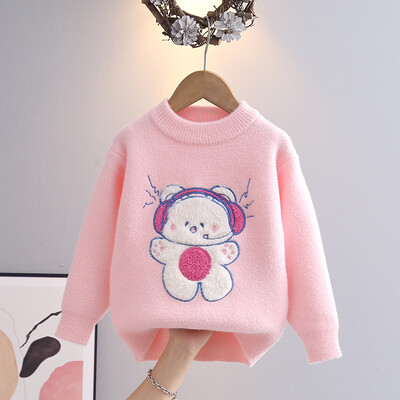 Divat Lányok Pulóverek Pulóver Aranyos Ünnepi Party Rajzfilm Medve Kötő Ruhák Teljes ujjú pulóver baba felsőkhöz HY08131