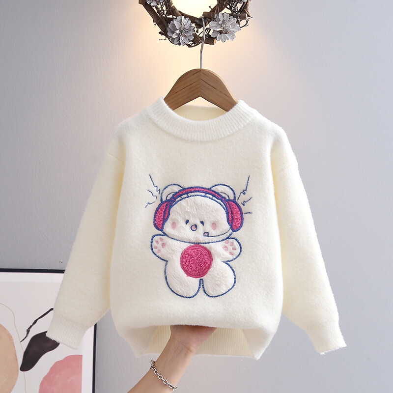Divat Lányok Pulóverek Pulóver Aranyos Ünnepi Party Rajzfilm Medve Kötő Ruhák Teljes ujjú pulóver baba felsőkhöz HY08131