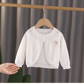 Νέα μακρυμάνικη ζακέτα κοριτσίστικη ζακέτα βολάν μωρό Κοριτσάκι πλεκτή ζακέτα Ρούχα αντηλιακής προστασίας Καλοκαιρινό πουκάμισο κλιματισμού