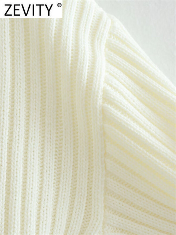 Zevity új női, egyszerűen kétszínű, bordázott, rövid stílusú kötő pulóver, női elegáns garbó galléros pulóverek felsők S3532