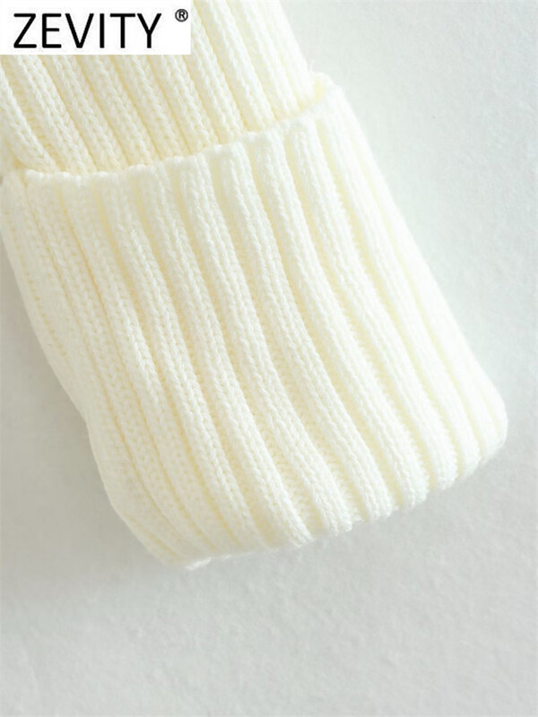 Zevity új női, egyszerűen kétszínű, bordázott, rövid stílusú kötő pulóver, női elegáns garbó galléros pulóverek felsők S3532