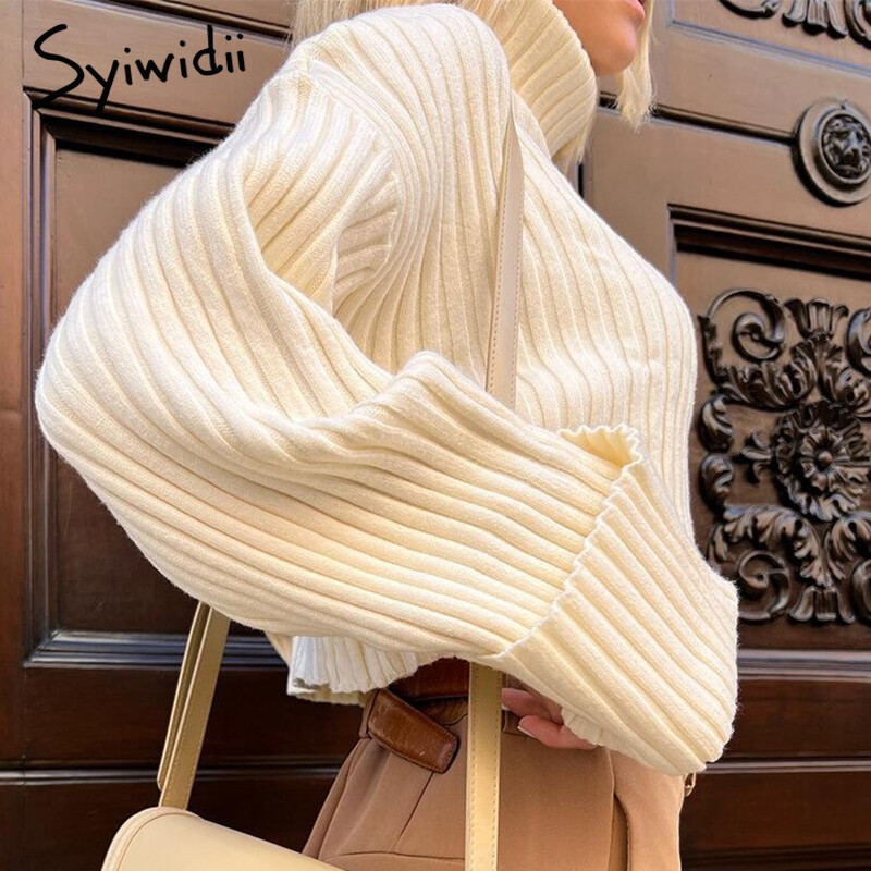 Syiwidii Fashion Πλεκτό Γυναικείο πουλόβερ με μακρυμάνικο πουλόβερ 2024 Φθινόπωρο Χειμώνας Casual Κομψά Γυναικεία ρούχα