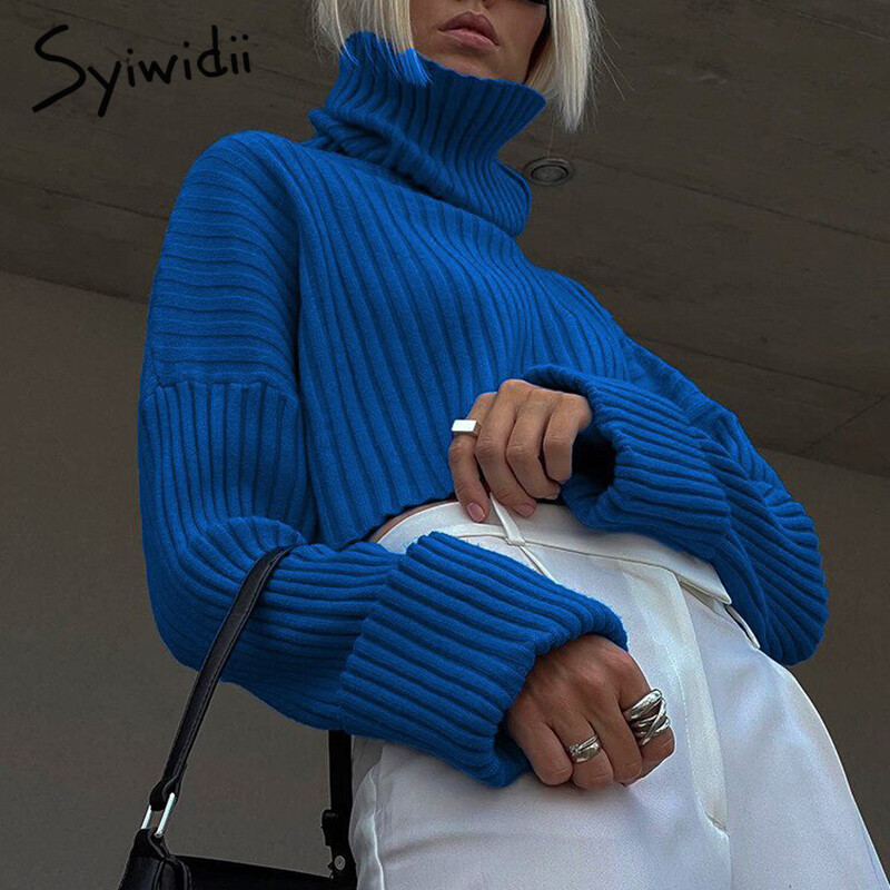 Syiwidii Fashion Πλεκτό Γυναικείο πουλόβερ με μακρυμάνικο πουλόβερ 2024 Φθινόπωρο Χειμώνας Casual Κομψά Γυναικεία ρούχα