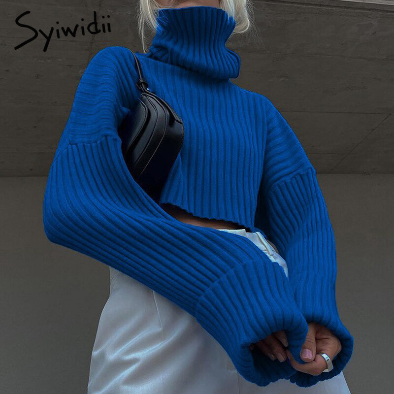 Syiwidii Fashion Πλεκτό Γυναικείο πουλόβερ με μακρυμάνικο πουλόβερ 2024 Φθινόπωρο Χειμώνας Casual Κομψά Γυναικεία ρούχα
