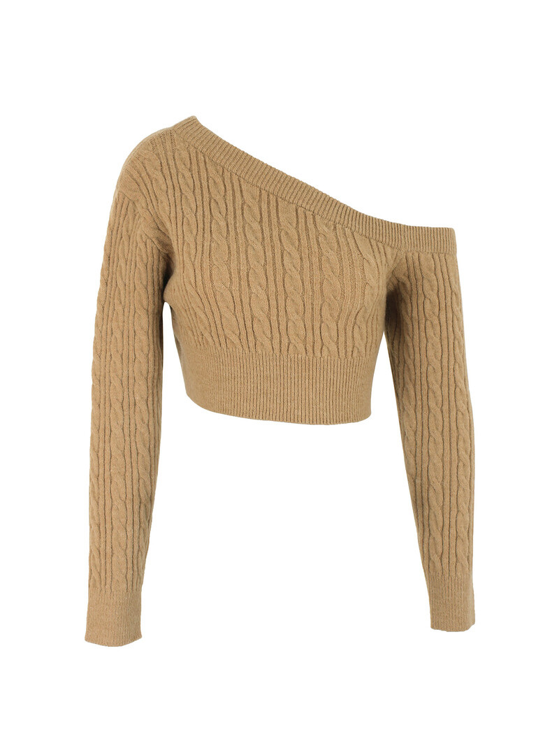 Pavasara un rudens modes off-plecu džemperis ar garām piedurknēm pulovera jostasvietā īss adīts džemperis