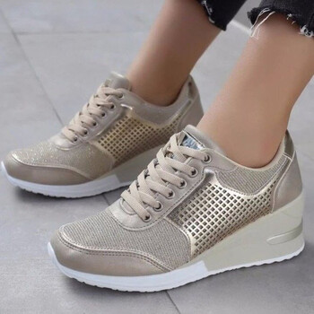 2023 Wedge Sneakers Mesh Leopard Design Κομψά γυναικεία παπούτσια Πλατφόρμα μόδας γυναίκα Νέα μαύρα αθλητικά παπούτσια Casual