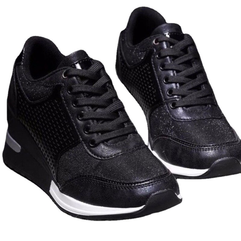 2023-as Wedge tornacipő hálós leopárd dizájn Elegáns női cipők platform divatos női új fekete tornacipő alkalmi