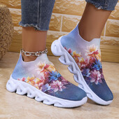 Γυναικεία πάνινα παπούτσια με χοντρή σόλα από διχτυωτό πλέγμα Γυναικεία πολύχρωμα λουλούδια που αναπνέουν παπούτσια ποδοσφαίρου Γυναικεία 2024 New Wedges Platform Loafers