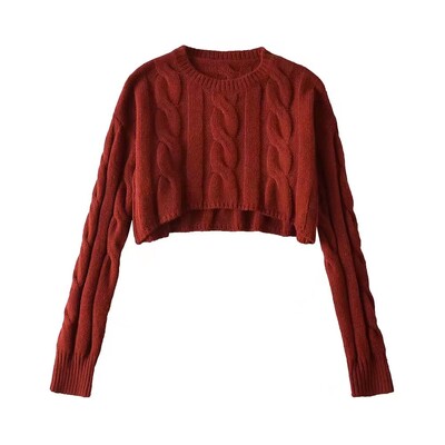 Top cu mânecă lungă haine vintage de iarnă pentru femei 2024 pulover tricot femei pulover de modă coreeană decupat pulover preppy toamnă