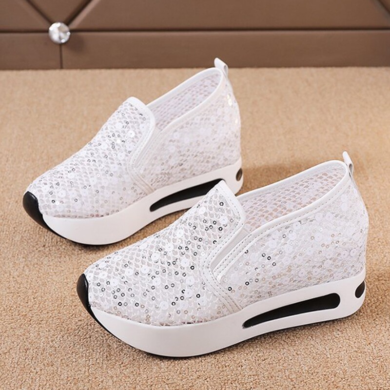 Női naplopók Cipők Kényelmes lapos cipők Légáteresztő ékek vastag talpú szabadidős cipők Dressy Comfort Női sportcipők