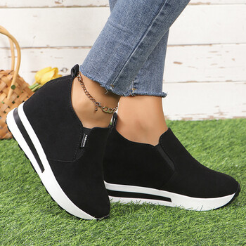 Μαύρα γυναικεία casual παπούτσια Πλατφόρμα Wedge Γυναικεία πάνινα παπούτσια μόδας Γυναικεία καλοκαιρινά παπούτσια Slip On Loafers Vulcanize παπούτσια