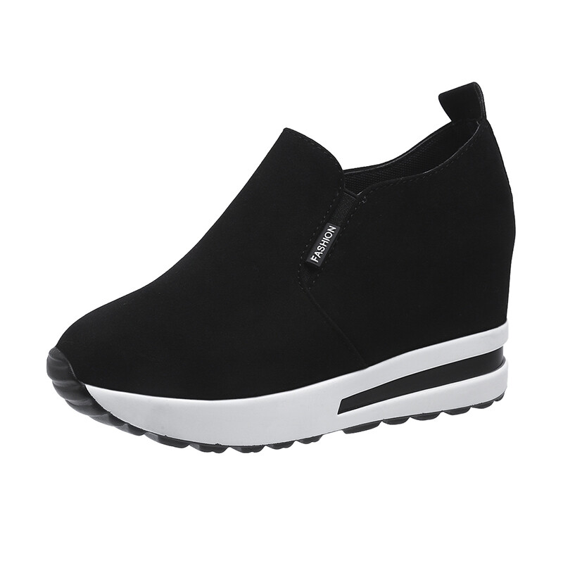 Melni sieviešu ikdienas apavi Platforma Wedge Sieviešu modes kedas Sieviešu vasaras apavi Slip On Loafers Vulcanize Shoes