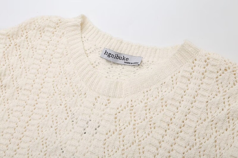 Francia édes divatos puff rövid ujjú pulóver női nyári új design kötött felső