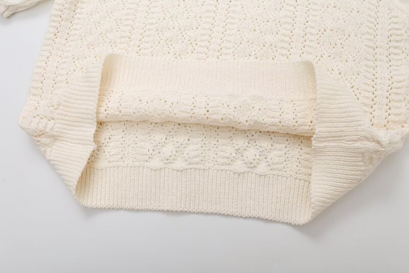 Francia édes divatos puff rövid ujjú pulóver női nyári új design kötött felső