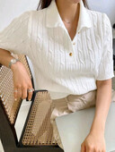 Pulover de damă pulover guler culoare bump cu mânecă scurtă răsucire moda primăvară și vară