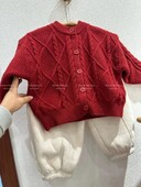 Îmbrăcăminte pentru copii Pulover coreean Cardigan 2024 Ținută de primăvară Noua modă pentru bebeluși Roșu Jachetă tricotată pentru copii