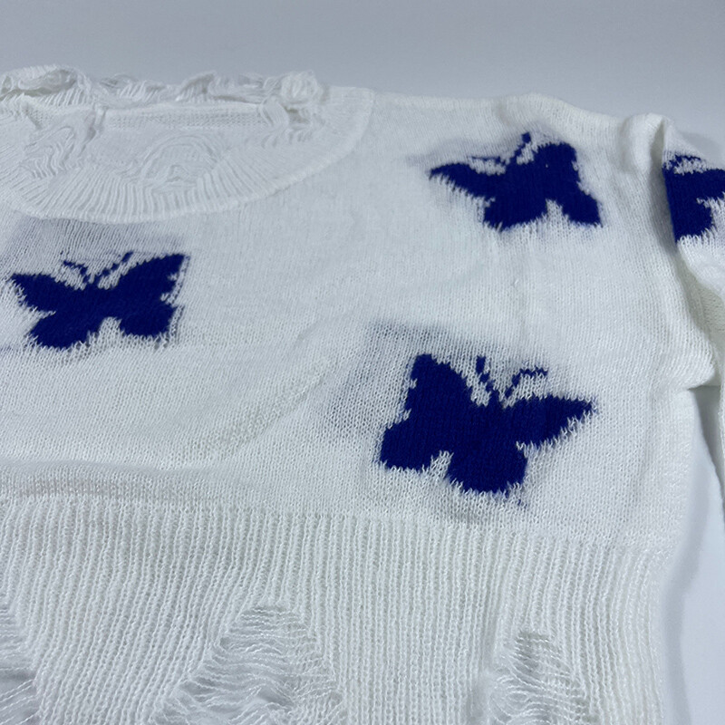 Noi pentru femei, cu mâneci lungi, primăvară, toamnă, tricotate cu fluture, top casual, cu găuri pentru umeri goale, pulovere scurte coreene, pulovere DURIKIES