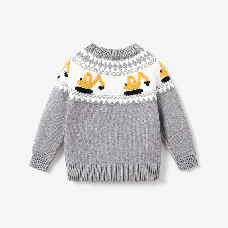 PatPat Pulover bloc de culoare cu model pentru vehicul jucăuș pentru copil mic