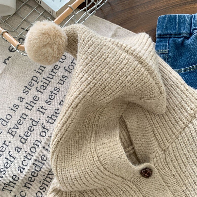 2022. őszi gyerekpulóver 0-6 éves korig tipegő gyerek fiú lány hosszú ujjú egyszínű kötés kapucnis kardigán felsőruházat meleg ruhák