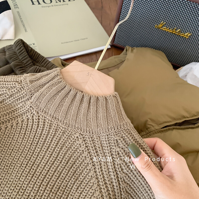 Pulover coreean de primăvară și toamnă pentru copii 2024, pentru băieți și fete, cu ac gros, cu gât rotund, pulover, simplu, ocazional.