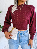 Apgriezts džemperis Sieviešu džemperi Adīti O veida kakla džemperi ar atklātu nabu Džemperi ar piedurknēm dobi džemperi rudens ziemas džemperi