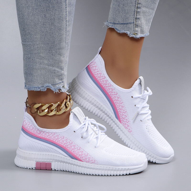 Tavaszi új női sportcipő, divatos, légáteresztő, könnyű, csúszásmentes, kopásálló, alkalmi sportcipő, lapos cipő