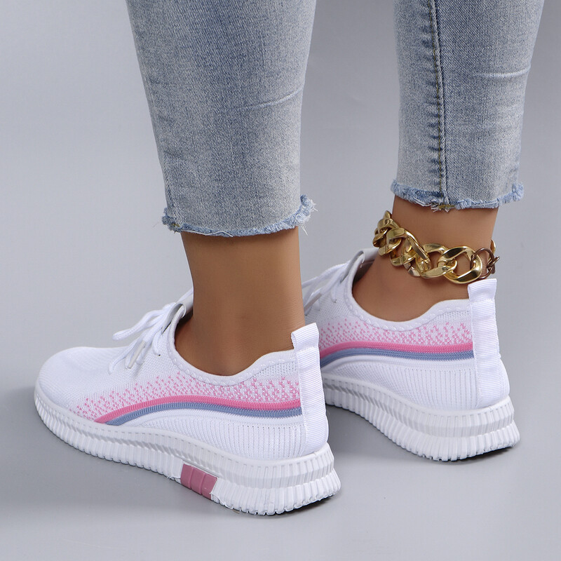 Tavaszi új női sportcipő, divatos, légáteresztő, könnyű, csúszásmentes, kopásálló, alkalmi sportcipő, lapos cipő