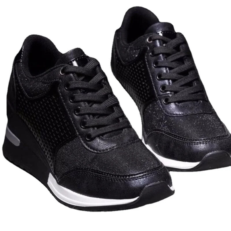 2023-as Wedge tornacipő hálós leopárd dizájn Elegáns női cipők platform divatos női új fekete tornacipő alkalmi