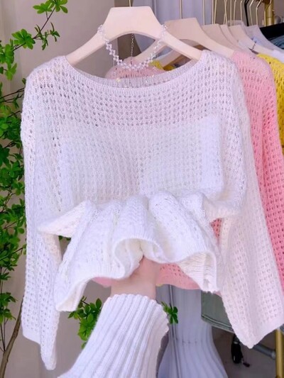 Divatos felsők, 2024 női pulóverek, hosszú ujjú, o-nyakú pulóver, húzós női, vékony kivágású, kötött, vágott pulóver Sueter Mujer