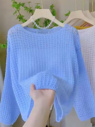 Divatos felsők, 2024 női pulóverek, hosszú ujjú, o-nyakú pulóver, húzós női, vékony kivágású, kötött, vágott pulóver Sueter Mujer