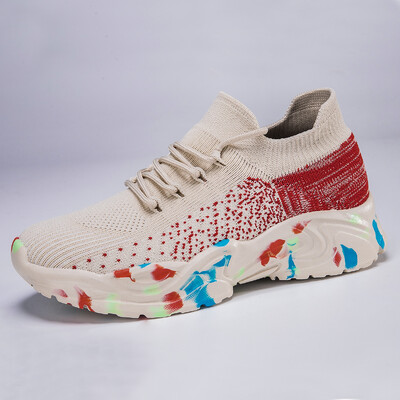 Női kültéri mélyen dekoltált könnyű, légáteresztő tavaszi, nyári és őszi divat Joker zokni cipő alkalmi cipő tornacipő.