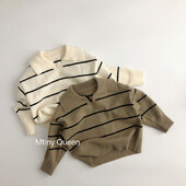 Pulover pentru copii 2024 nou pulover coreean de toamnă iarnă modă Treasure Stripe pulover de bază tricotat