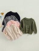 Sügistalvine väikelapse lastele Beebi kampsunid Vastsündinud poistele Tüdrukutele Soliidne lahtine kootud Pullover Kampsun Kampsun Beebi kudumid Riided