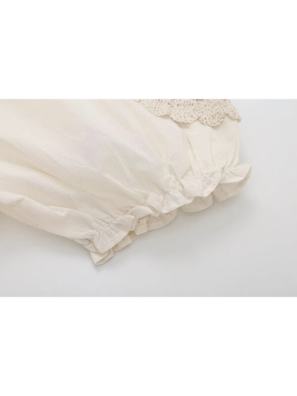 Női kötött patchwork, rövid, felfújható pulóver, bézs felsők, O-nyakú lányok, kivágású, rugalmas, tömör pulóverek, 2024. nyár