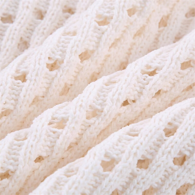 KEYANKETIAN Καλοκαιρινό νέο γυναικείο κοίλο βελονάκι με κοντό μανίκι πλεκτό Boho στυλ Cascading Sweet O-neck ελαφρύ πουλόβερ Crop Top