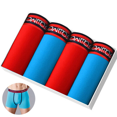 4db Pamut Férfi Bugyi Szexi Boxer Férfi Csomagtartó Kiváló minőségű Férfi Boxer Fehérnemű Családi Férfi Alsónadrág Ajándék Calecon