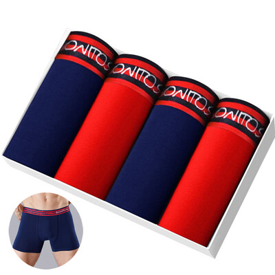 4db Pamut Férfi Bugyi Szexi Boxer Férfi Csomagtartó Kiváló minőségű Férfi Boxer Fehérnemű Családi Férfi Alsónadrág Ajándék Calecon