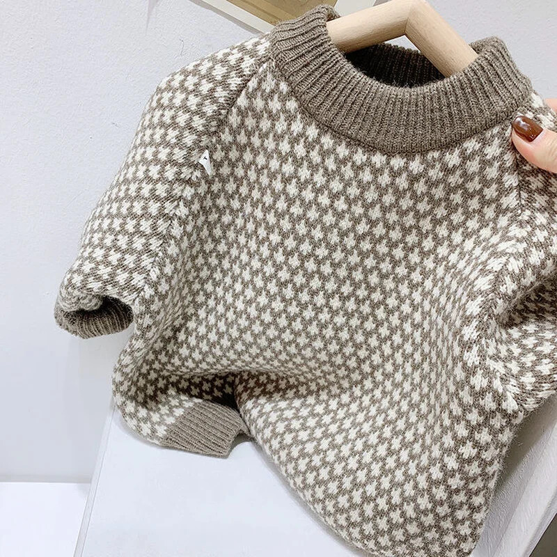 Koreai Stílus Tavasz Ősz tél Baby Boys Girls vastagabb Kötött pulóver Gyerek Pulóver Pulóver Baba Fiú Lány Felsők 1-8 éves korig