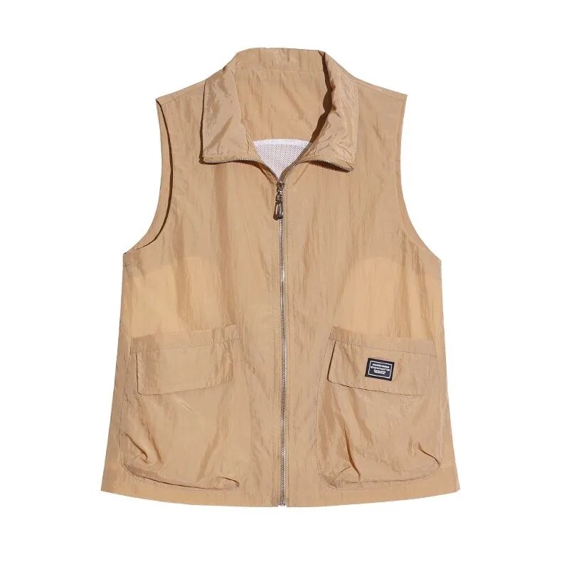 Γυναικείο γιλέκο 2023 Νέο Ανοιξιάτικο Καλοκαιρινό Liner Λεπτό αντηλιακό μπουφάν Casual Loose Zipper Ζακέτα Κοντό γιλέκο Γυναικεία μπλουζάκια 4XL