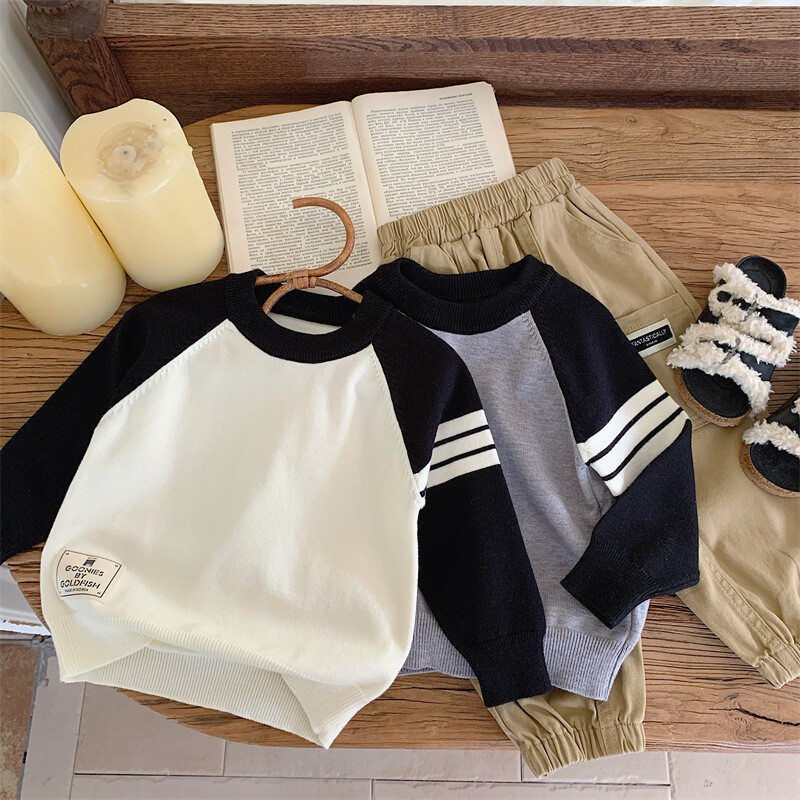 Toamnă Iarnă Pulovere pentru fete mici Bumbac mâneci moale tricotate cu dungi Copii Fete Pulovere Copii Fată Tricoturi casual