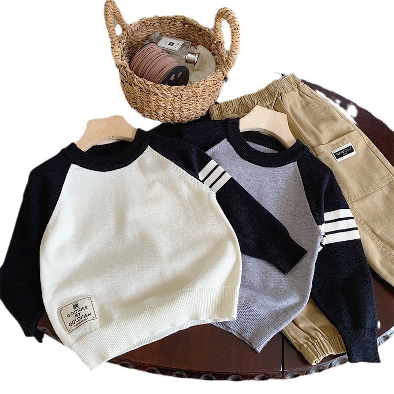 Toamnă Iarnă Pulovere pentru fete mici Bumbac mâneci moale tricotate cu dungi Copii Fete Pulovere Copii Fată Tricoturi casual