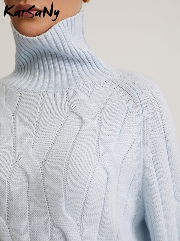 Kötött pulóver garbó női Elegáns nagyméretű, vastag pulóverek őszi meleg, magas nyakú női pulóver, túlméretezett pulóver