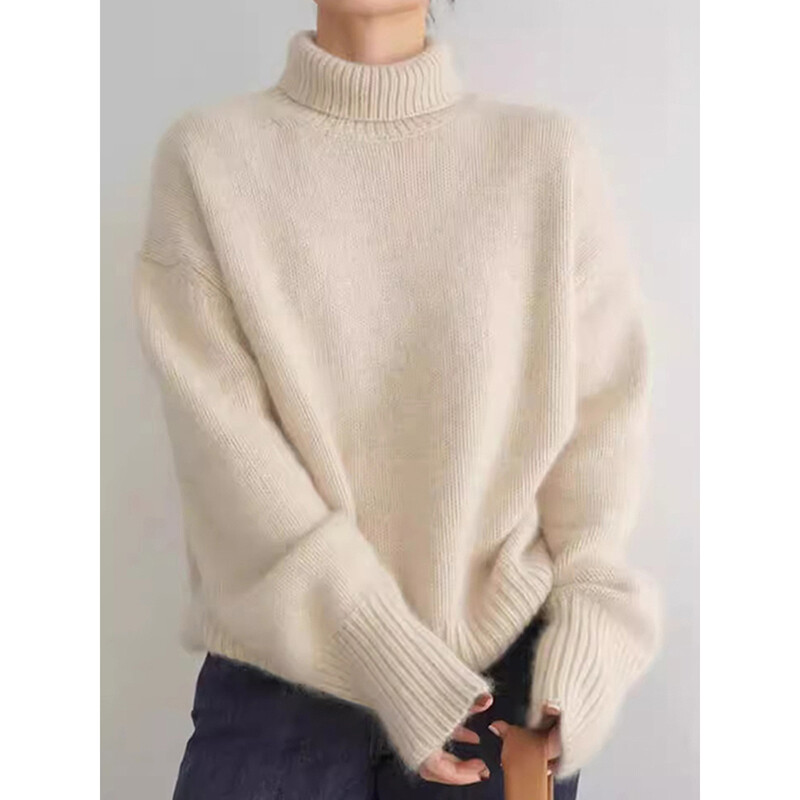 FOTVOTEE sieviešu džemperis ar bruņurupuču apkakli, trikotāžas džemperi, brīvi pilnām piedurknēm, 2024. gada korejiešu stila modes kašmira džemperis