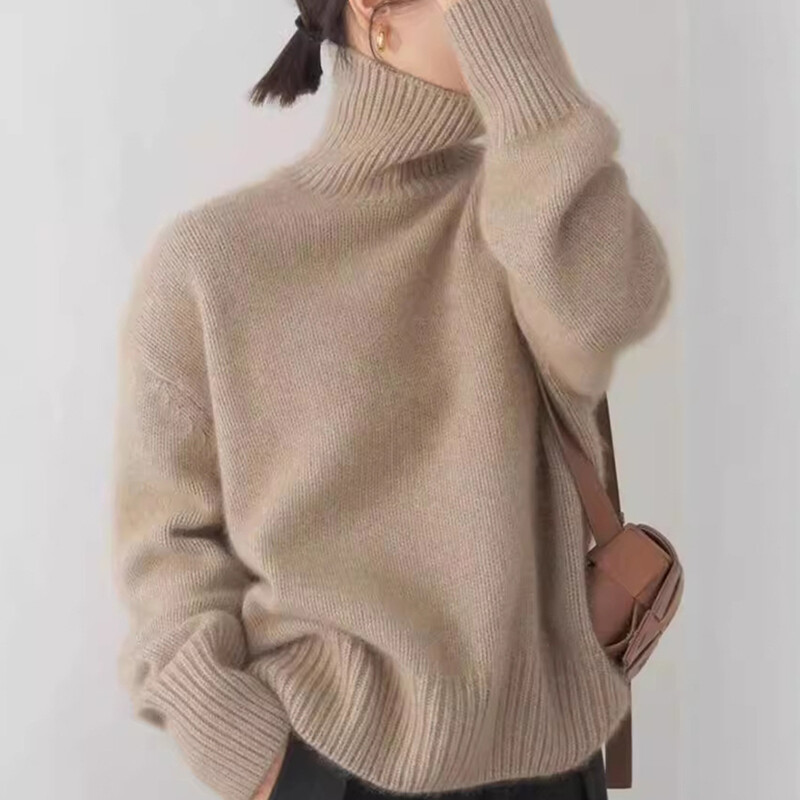 FOTVOTEE sieviešu džemperis ar bruņurupuču apkakli, trikotāžas džemperi, brīvi pilnām piedurknēm, 2024. gada korejiešu stila modes kašmira džemperis