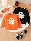  Halloweeni laste kampsun, sügisene tüdrukute O-kaelusega kootud pullover, žakaarvärvi kummituskampsun poistele, pühade peokostüüm