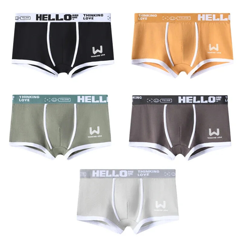 Jaunas Vīriešu Biksītes Kokvilnas Vīriešu Apakšveļa Burti Bokseršorti Elpojoši U Izliektas Vīriešu Apakšbikses Sexy Liela izmēra cuecas calzoncillos